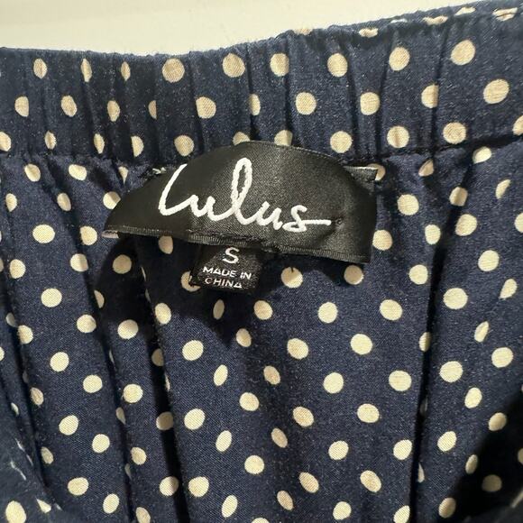 Lulu’s Navy Polka Dot Off-Shoulder Maxi Dress - Small - Picture 5 of 9